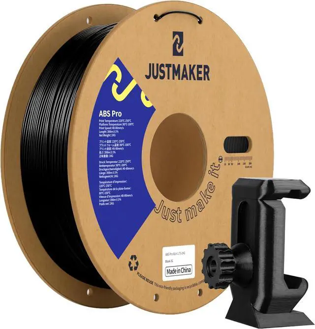 Main image of ABS PRO (ABS+) 3D Printer Filament, Upgraded Strength Heat Resistant Filament, Cardboard Spool, Dimensional Accuracy +/-0.03mm, 1.75mm, 1 kg (2.2 lbs), Black