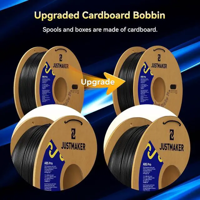 Alt view image 6 of 7 - ABS PRO (ABS+) 3D Printer Filament, Upgraded Strength Heat Resistant Filament, Cardboard Spool, Dimensional Accuracy +/-0.03mm, 1.75mm, 1 kg (2.2 lbs), Black