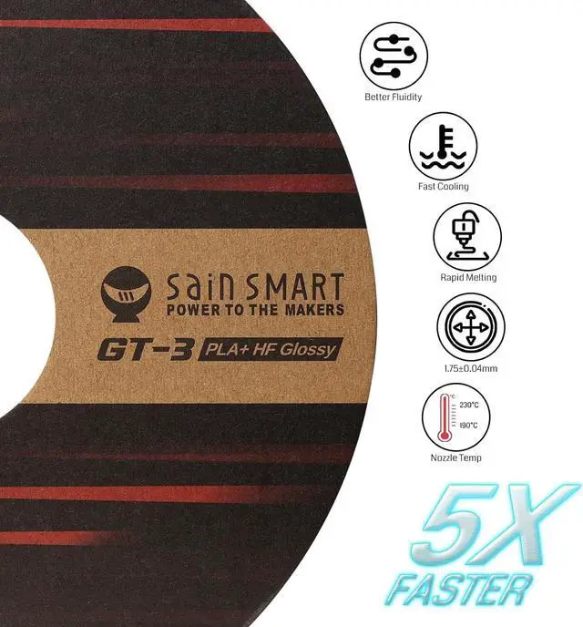 Alt view image 2 of 7 - SainSmart GT-3 High Speed PLA+ Filament 1.75mm, High Flow Glossy 3D Printer Filament, Silver, 2.2 LBS (1KG) Spool, Dimensional Accuracy +/- 0.04mm
