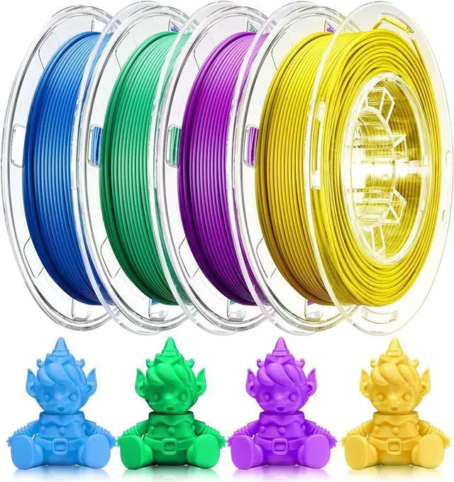 Main image of AOSEED 3D Printer Filament Bundle, 1.75mm (±0.03mm) PLA Filament Set for Most 3D Printers, 4-Pack 200g (0.44lbs) Per Spool, Purple, Green, Blue, Yellow