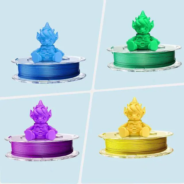 Alt view image 5 of 7 - AOSEED 3D Printer Filament Bundle, 1.75mm (±0.03mm) PLA Filament Set for Most 3D Printers, 4-Pack 200g (0.44lbs) Per Spool, Purple, Green, Blue, Yellow