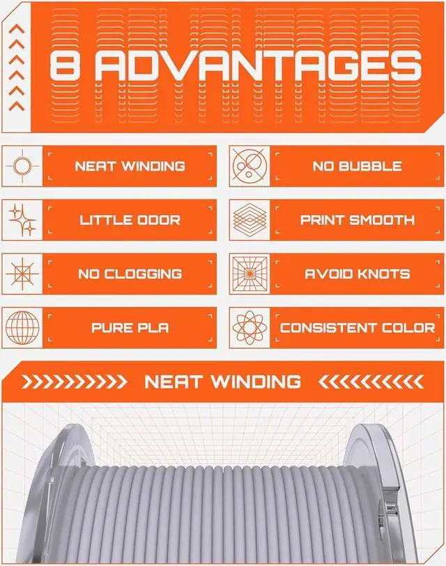 Alt view image 6 of 6 - R3D High Speed PLA Pro Filament 1.75mm 1KG, 3D Printer Filament for 30-600 mm/s High-Speed Printing, Dimensional Accuracy +/- 0.02 mm, Plastic Spool, Compatible with AMS (Matte Gray)