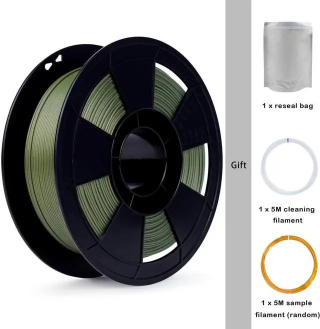 Alt view image 5 of 7 - ZIRO Carbon Fiber PLA Filament 1.75mm, CF PLA 3D Printer Filament, Reinforced PLA Colorful 0.8KG, 15% Carbon Fiber PLA Material Spool, Fits for Almost All FDM 3D Printers, 1.76lbs, Military Green