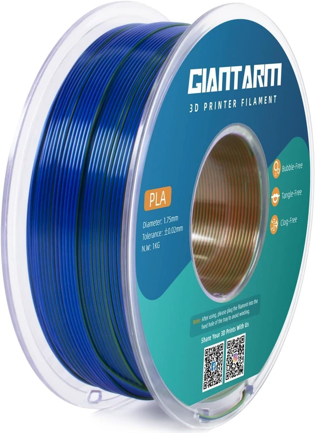 Alt view image 7 of 7 - GIANTARM Silk PLA Filament 1.75mm,Tri Color PLA Orange Blue Green 1KG