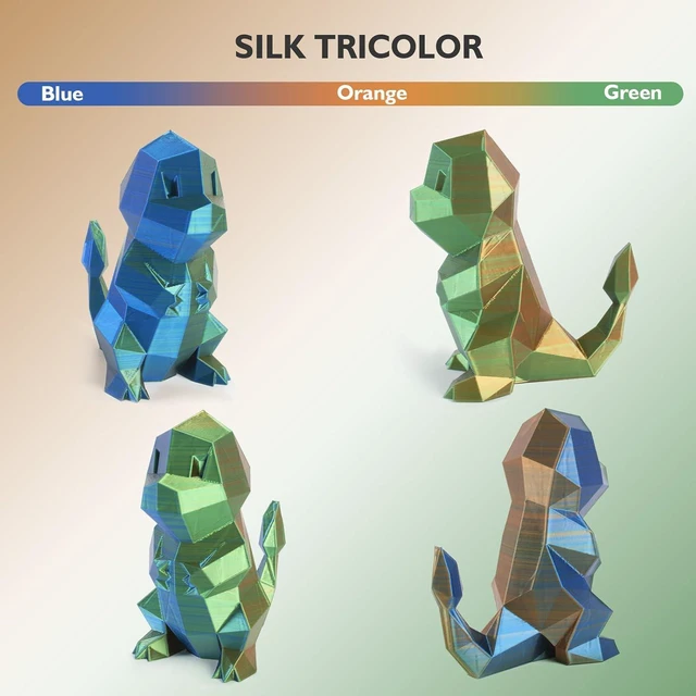 Alt view image 2 of 7 - GIANTARM Silk PLA Filament 1.75mm,Tri Color PLA Orange Blue Green 1KG