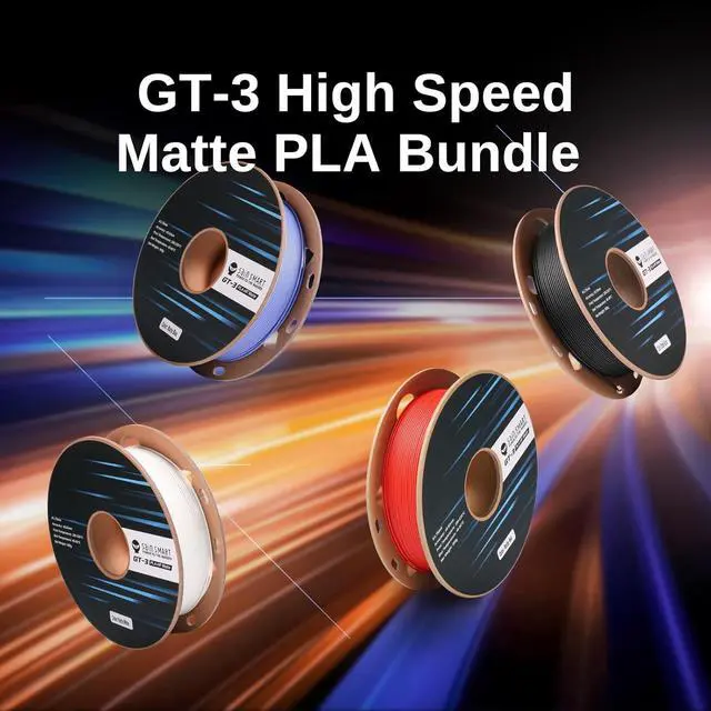 Alt view image 5 of 7 - SainSmart GT-3 High-Speed Matte PLA Filament Pack, 3D Printer Filament Bundle Multicolor, 1.75mm 500g X 4 Spools, 4.4lbs (2kg) in Total High Flowability Spiderman Color- Black, White, Red, Cobalt Blue