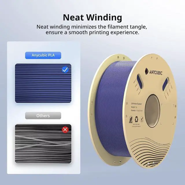 Alt view image 4 of 7 - Anycubic PLA 3D Printer Filament, RFID PLA Filament Enhanced Smart Printing, 3D Printing PLA Filament 1.75mm Dimensional Accuracy +/- 0.02mm, 1KG Spool (2.2 lbs), Interstellar Violet