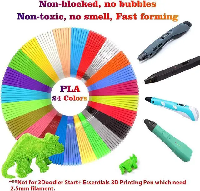 Alt view image 3 of 6 - 24 Assorted Colors 3D Pen Filament Refills PLA 1.75mm, Each Color 5 Meters (16 Feet), dikale 3D Printing Pen Filament Packs for Kids, Total 120 Meters-Bonus 250 Stencils eBooks