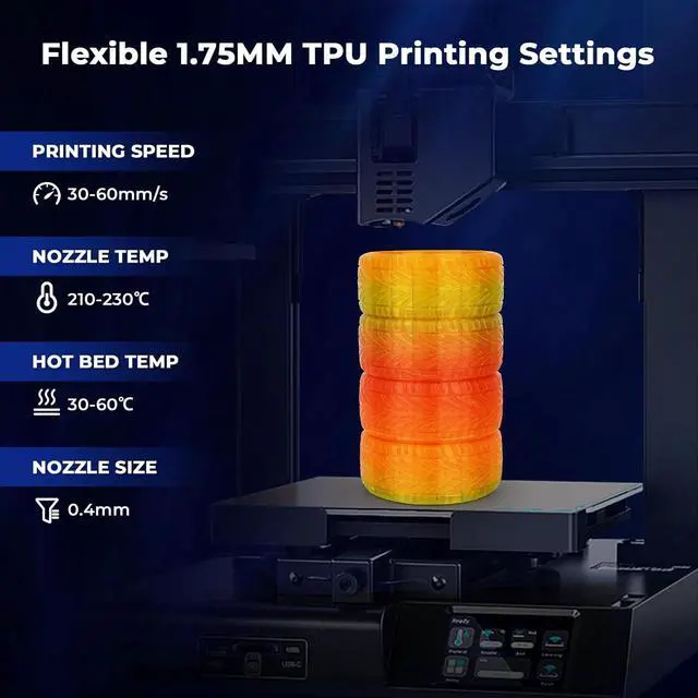 Alt view image 6 of 7 - AMOLEN TPU 3D Printer Filament Bundle, Transparent Multicolor Rainbow TPU 1.75mm, Color Change Flexible Soft TPU 3D Printing Filament Supports High Speed, 200gX4 Spools