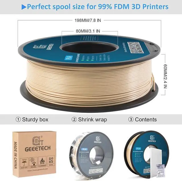Alt view image 6 of 6 - Geeetech PLA Filament 1.75mm Bone White 3D Printer Filament 1kg(2.2lbs), Neatly Wound Bone PLA Filament, Dimensional Accuracy +/- 0.02 mm, Fit Most FDM 3D Printers