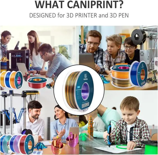 Alt view image 5 of 7 - Geeetech Silk PLA Tri Color Filament 1.75mm 3D Printer Filament, Coextrusion Purple Gold Black Tri-Colors Metal-Like Shiny Silk PLA Filament, 1kg (2.2lbs) 1 Spool, Dimensional Accuracy +/- 0.02 mm