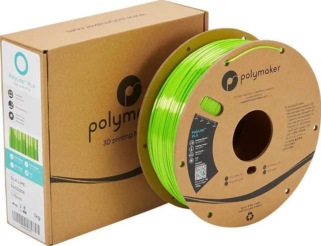 Alt view image 6 of 7 - Polymaker Silk PLA Filament 1.75mm, Shiny Lime Green PLA 3D Printer Filament Silk 1kg - PolyLite 1.75 PLA Filament Silk Lime Filament 1.75mm Shiny PLA 3D Filaments