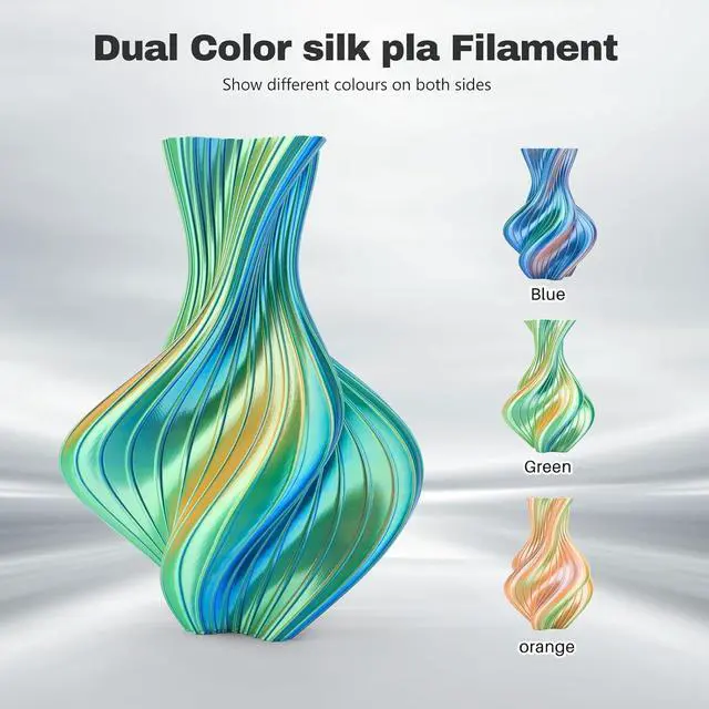 Alt view image 2 of 7 - Silk PLA Filament 1.75mm Blue Orange Green Triple Color PLA 3D Printer Filament 3 in 1 Coextrusion 1KG Spool(2.2lbs) 3D Printing Filament Dimensional Accuracy +/- 0.03mm