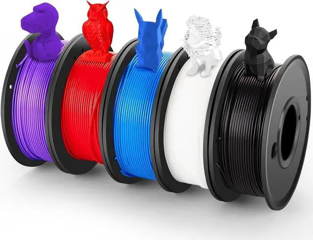 Main image of PLA 3D Printer Filament 1.75mm Neatly Wound 3D Printing Bundle, 3D Printing PLA Filament with Dimensional Accuracy +/- 0.02mm for High Speed 3D Printers, Blue Black White Red Purple