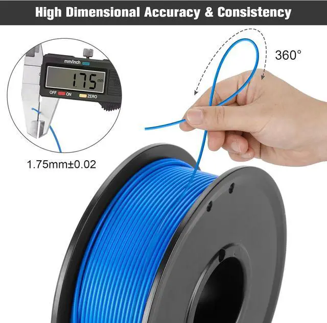 Alt view image 3 of 6 - PLA 3D Printer Filament 1.75mm Neatly Wound 3D Printing Bundle, 3D Printing PLA Filament with Dimensional Accuracy +/- 0.02mm for High Speed 3D Printers, Blue Black White Red Purple