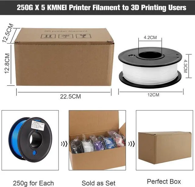 Alt view image 6 of 6 - PLA 3D Printer Filament 1.75mm Neatly Wound 3D Printing Bundle, 3D Printing PLA Filament with Dimensional Accuracy +/- 0.02mm for High Speed 3D Printers, Blue Black White Red Purple