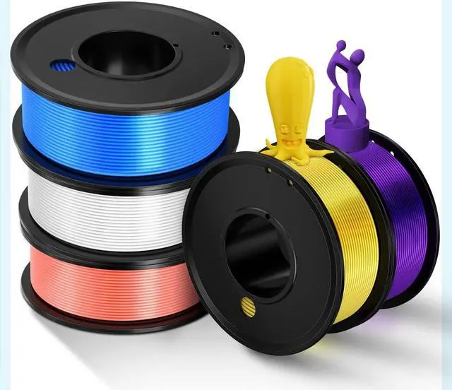 Alt view image 2 of 7 - 3D Printer Filament PLA 1.75mm 3-D Printing Materials 5 Colors Bundle Print Filimate 1.75 mm White Yellow Pink Blue Purple Filiment1.75 Accuracy ±0.02mm Fillament Spool Vacuum Pack 250G X 5