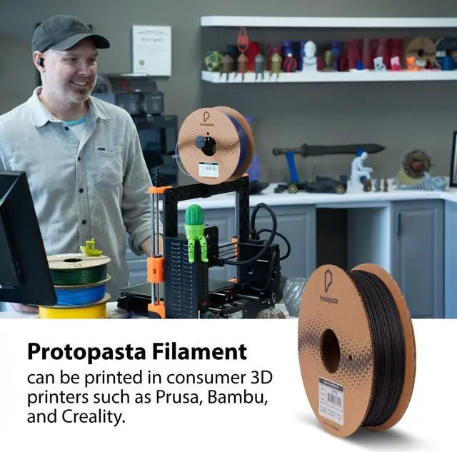 Alt view image 6 of 7 - Protopasta 3D Printer Filament, PLA Filament 1.75mm, Composite Carbon Fiber PLA, 500g Spool