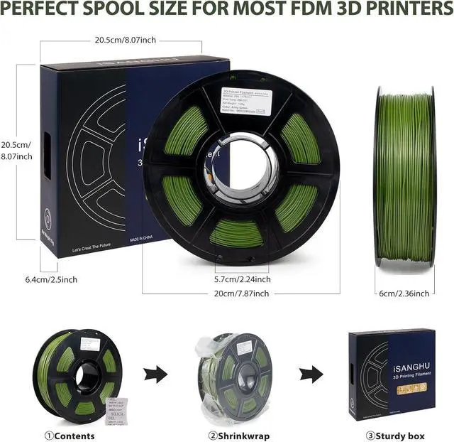 Alt view image 7 of 7 - ASA Filament 1.75mm, UV/Heat Resistant/Weather Resistant ASA 3D Printer Filament, Perfect for Printing Outdoor Functional Parts, Army Green Filament 1kg(2.2lbs) Spool