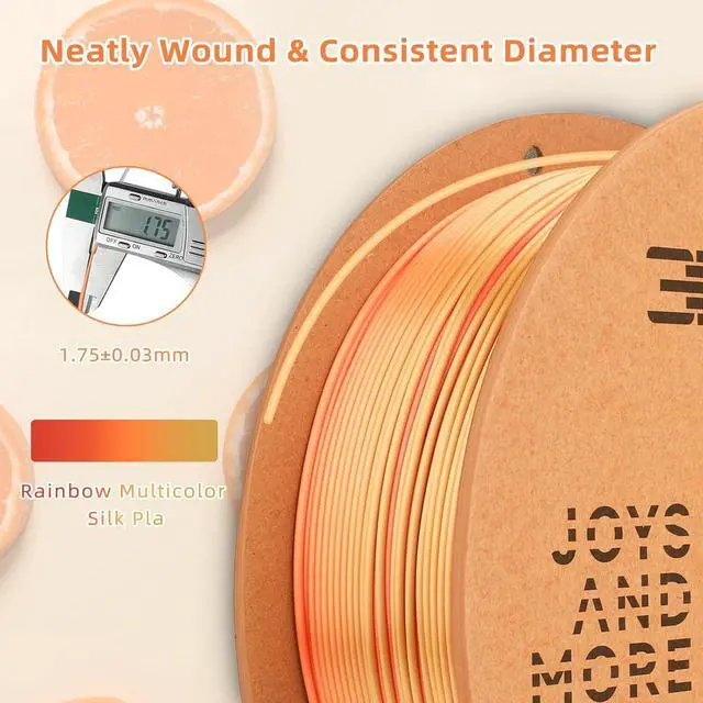 Alt view image 2 of 7 - Silk PLA 3D Printer Filament 1.75mm Silk Shiny Fast Gradient Color Change Rainbow Multicolor PLA Filament 1kg (2.2lbs) /Spool for FDM 3D Printers-Blood Orange