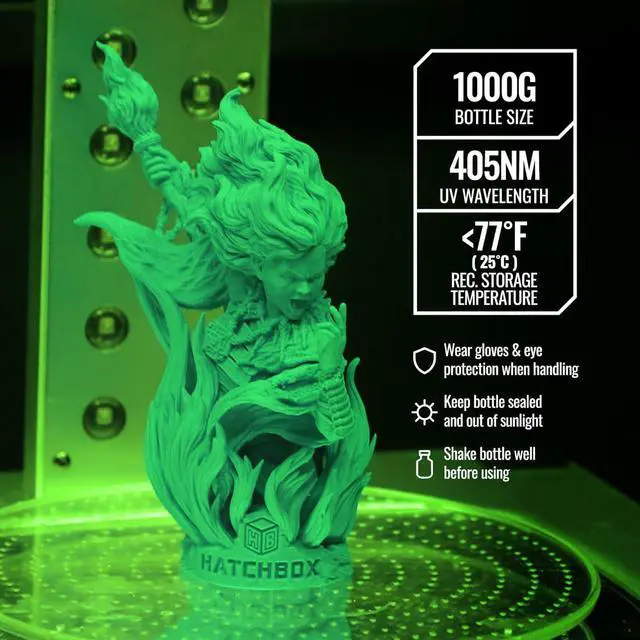 Alt view image 4 of 7 - HATCHBOX 8K 3D Printer Resin Pro, High Precision Low Odor UV Curing 405nm Photopolymer 3D Printing Resin Liquid for LCD DLP Printing, 1000g Blue