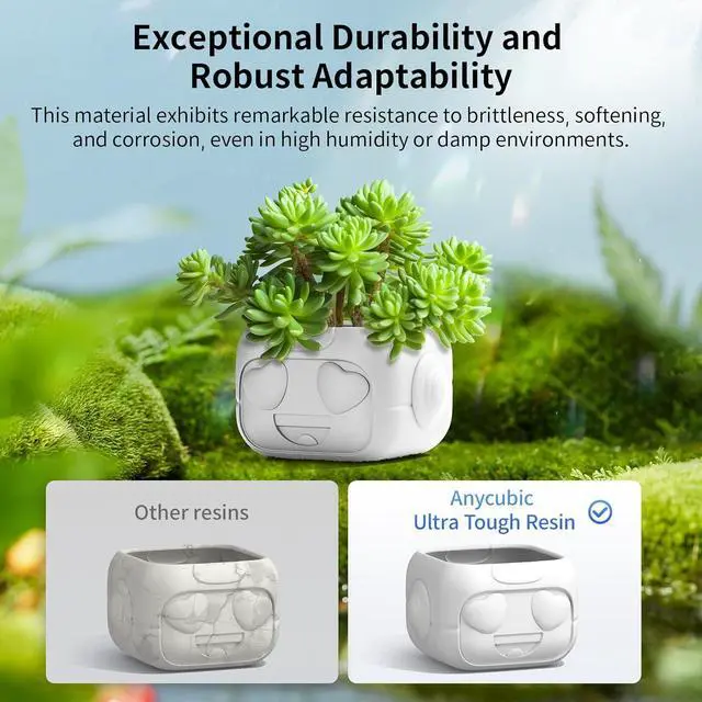 Alt view image 7 of 7 - ANYCUBIC Ultra Tough Resin, 3D Printer Resin with Strong Impact Resistance and High Flexibility, Suitable for Direct Use or as an Additive, Wide Compatible for LCD Resin 3D Printers (White, 1kg)