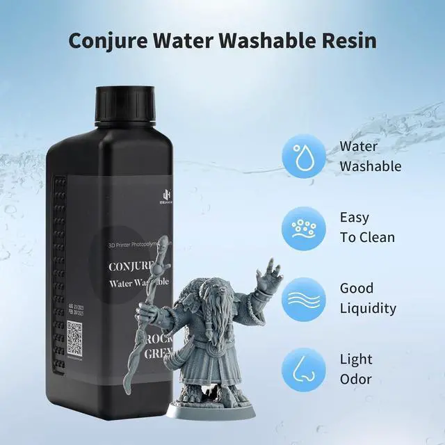 Alt view image 6 of 7 - Chitu Systems Water Washable Resin 1KG,Faster Post-Processing, 405nm Standard Photopolymer Resin for 8K/10K/12K/LCD/DLP/SLA 3D Printers, Near-Expiry Resin - Limited Stock(Rock Grey, 1000g)