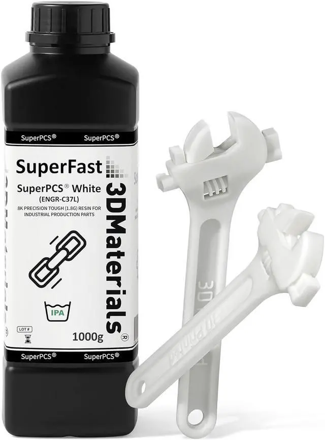 Main image of SuperPCS 3D Printer Resin, Toughest and Fastest, 50um 1.8GPa Print in 1.5 sec, Made in Korea by 3DMaterials (1000g, White)