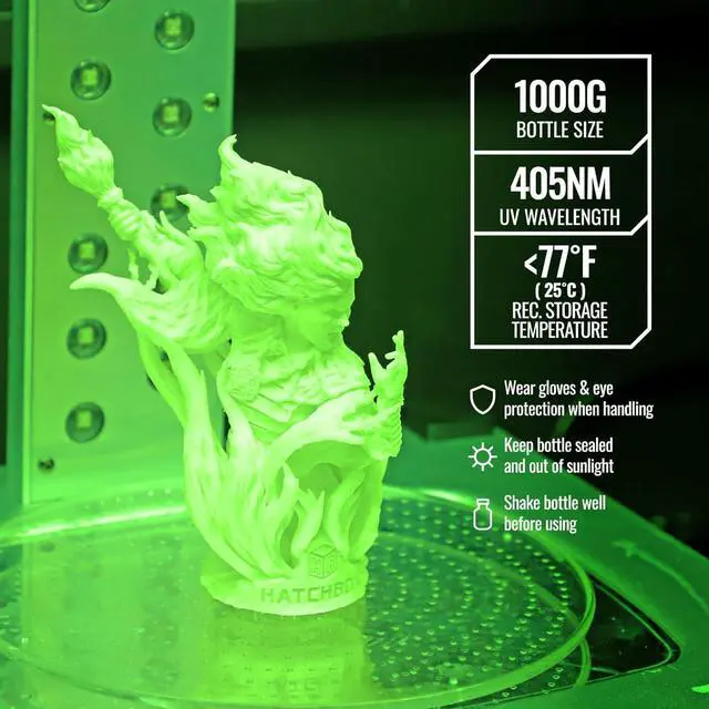 Alt view image 4 of 7 - HATCHBOX 8K 3D Printer Resin Pro, High Precision Low Odor UV Curing 405nm Photopolymer 3D Printing Resin Liquid for LCD DLP Printing, 1000g White