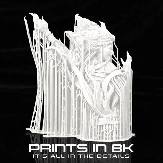 Alt view image 3 of 7 - HATCHBOX 8K 3D Printer Resin Pro, High Precision Low Odor UV Curing 405nm Photopolymer 3D Printing Resin Liquid for LCD DLP Printing, 1000g White