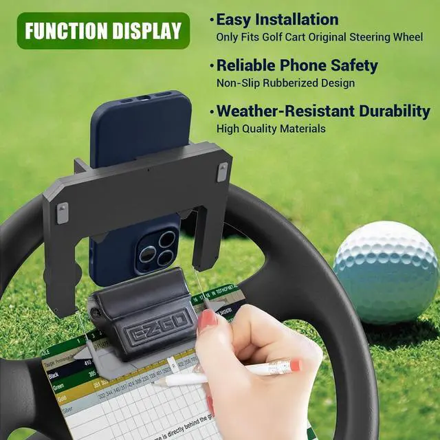 Alt view image 3 of 6 - CLUBRALLY Golf Cart Steering Wheel Phone Holder for Club Car EZGO Yamaha