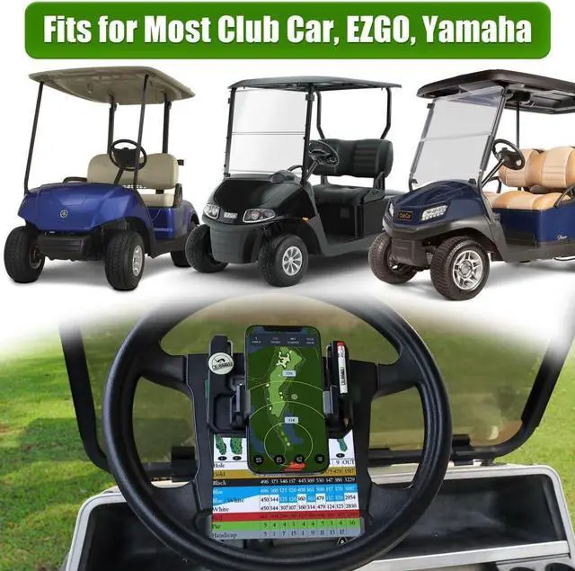 Alt view image 6 of 6 - CLUBRALLY Golf Cart Steering Wheel Phone Holder for Club Car EZGO Yamaha