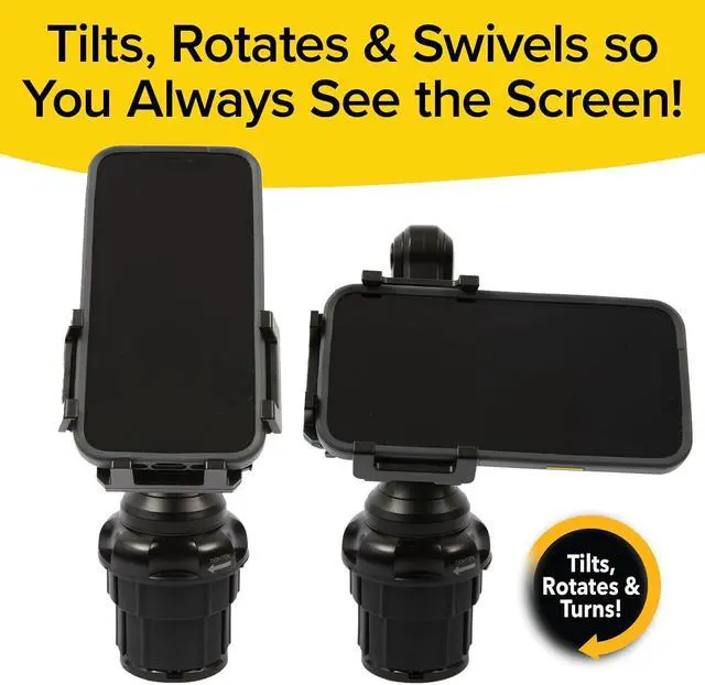 Alt view image 3 of 7 - BulbHead Phone Crane Mount for Car, As Seen On TV, Ultra-Long Arm Raises Over a Foot Higher, Drive Safer, 360° Rotation, Vertical & Horizontal Adjustment, Twistable Base Fits Any Cupholder