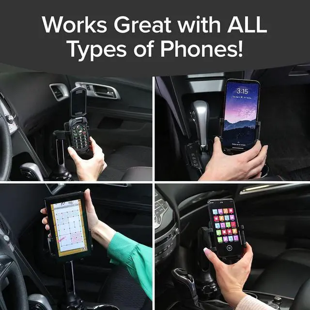 Alt view image 7 of 7 - BulbHead Phone Crane Mount for Car, As Seen On TV, Ultra-Long Arm Raises Over a Foot Higher, Drive Safer, 360° Rotation, Vertical & Horizontal Adjustment, Twistable Base Fits Any Cupholder