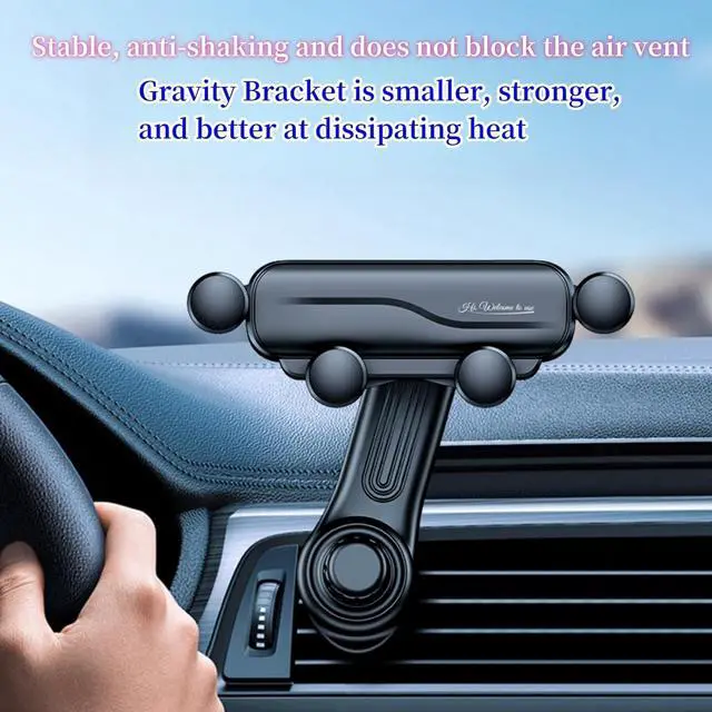 Alt view image 2 of 6 - QruiLanTu Car Vent Phone Mount Gravity Cell Phone Holder Never Blocking Vent with Rotatable Swing Arm Hands Free Universal Extension Clip Air Phone Holder Car Fit for All Phones iPhone Samsung