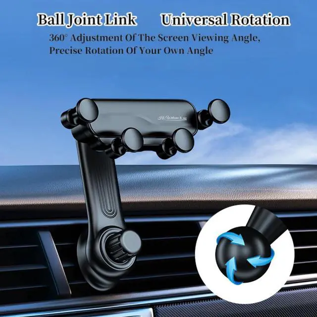 Alt view image 5 of 6 - QruiLanTu Car Vent Phone Mount Gravity Cell Phone Holder Never Blocking Vent with Rotatable Swing Arm Hands Free Universal Extension Clip Air Phone Holder Car Fit for All Phones iPhone Samsung