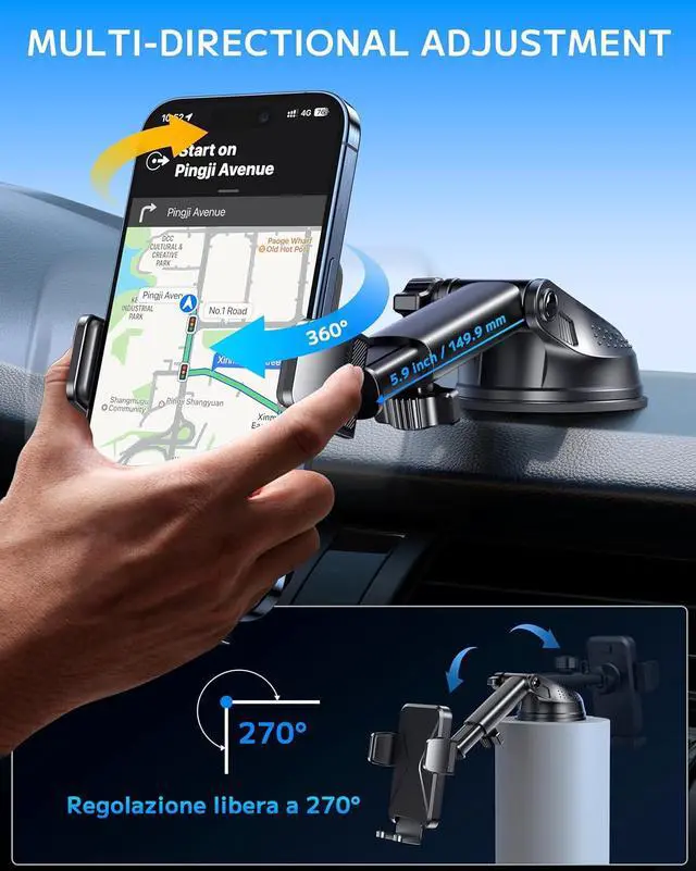 Alt view image 3 of 5 - FESIYOYE Phone Holder Car Mount for iPhone Phone Mount for Car Dashboard Windshield Universal Accessories Automobile Phone Holder Mount Fit iPhone Android Smartphone