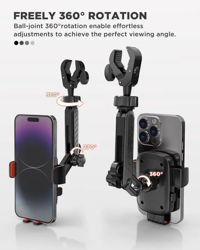 Alt view image 6 of 7 - IPOW Rearview Mirror Phone Holder for Car 360°Rotatable and Retractable, Auto Clamp Car Phone Mount with Multi-Angle Adjustment Compatible with All 4-7 Inch Phones