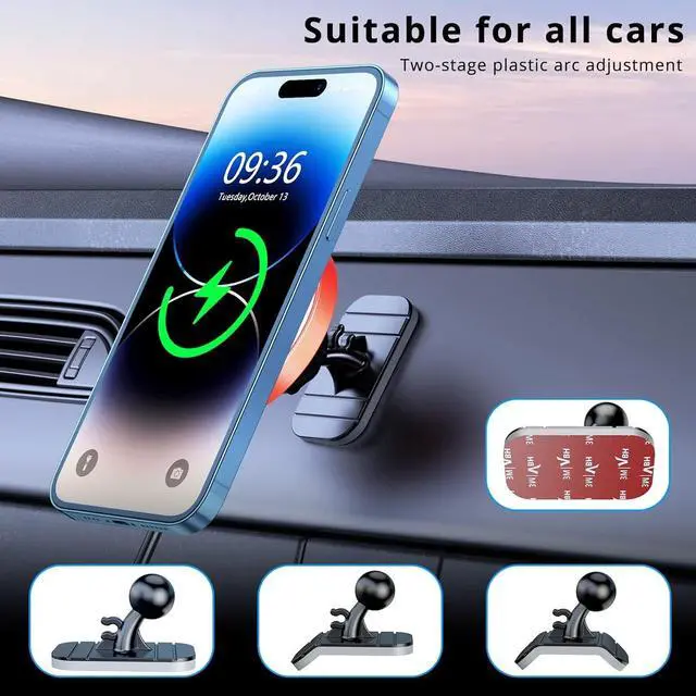 Alt view image 5 of 7 - OHLPRO for iPhone 16 Magsafe Car Mount, Dashboard Magsafe Car Phone Holder Charger for iPhone 16 15 14 13 12 Pro/Pro Max/Plus/Mini,15W Fast Charging Vent Mount, Super Fashion & Hands Free, Red