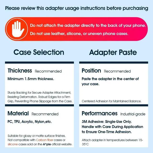 Alt view image 4 of 7 - Sincetop Nylon Phone Adhesive Paste Adapter - Quick Install, Secure Connection, Durable Design - Compatible with C-Series1st or 2nd Generation All Mounts