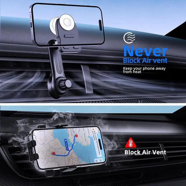 Alt view image 3 of 7 - JCBAKC Socket Car Mount for Car Vent [Never Blocking],360° Adjustable Air Vent Mount for Socket GripAir Vent Clip Car Phone Holder Fit for Phones with Socket