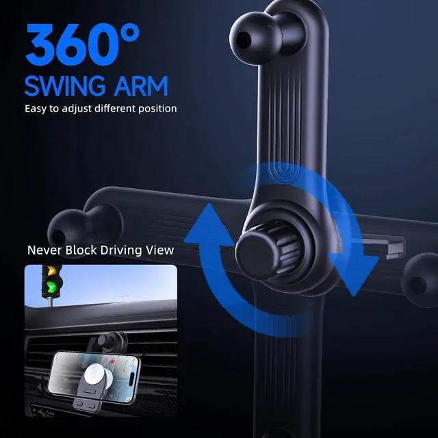 Alt view image 5 of 7 - JCBAKC Socket Car Mount for Car Vent [Never Blocking],360° Adjustable Air Vent Mount for Socket GripAir Vent Clip Car Phone Holder Fit for Phones with Socket