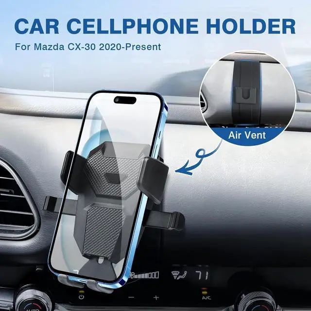 Alt view image 2 of 7 - FIILINES Phone Holder for Mazda CX30 2020-2025, 360 Degree Rotation Cell Phone Mount for CX30 Accessories, Air Vent Phone Mount Compatible with 4-7 Inch Phones