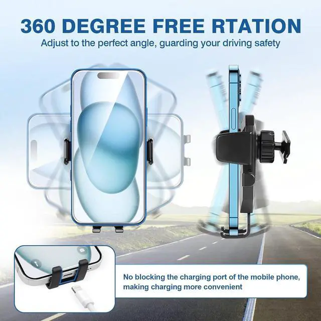 Alt view image 5 of 7 - FIILINES Phone Holder for Honda HRV 2016-2022 (Not Fit for 2023-2024 HR-V), 360 Degree Rotation Cell Phone Mount for HRV Accessories, Air Vent Phone Mount Compatible with 4-7 Inch Phones