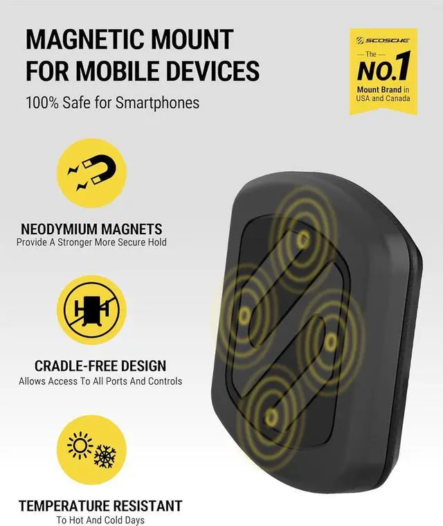 Alt view image 2 of 7 - Scosche MXWDL-XCES0 MagicMount Magnetic Car Phone Holder, Dashboard/Windshield Cell Phone Mount w/ 360° Adjustable Magnet Head, Upgraded Strong Magnets, Compatible w/iPhone, Galaxy, and All Devices