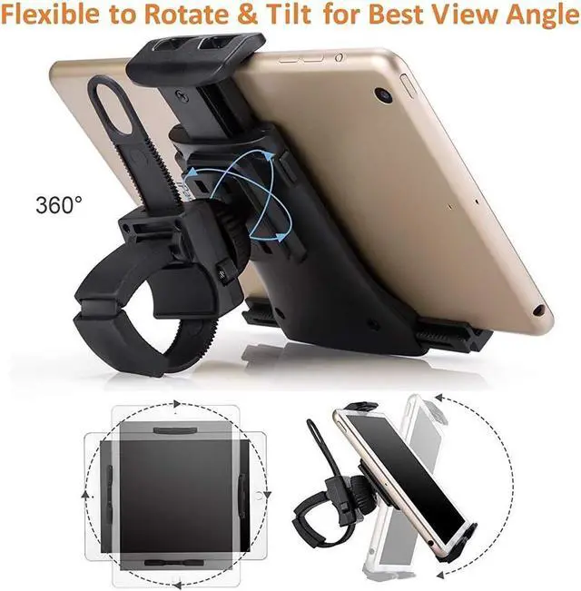 Alt view image 5 of 7 - Sunny Health & Fitness Mobile Phone and Tablet Clamp Mount Holder for Bikes, Ellipticals, Treadmills and Other Handlebar Fitness Equipment