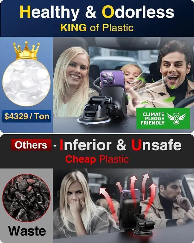 Alt view image 3 of 7 - [2024 Newest Military-Grade] Car Phone Holder Mount VANMASS [Anti-Slip Soft Silicone & Strongest Suction] Cell Phone Holder Dash Windshield Vent Stand for iPhone 15 Pro Max 14 13 12 & Android, Gray