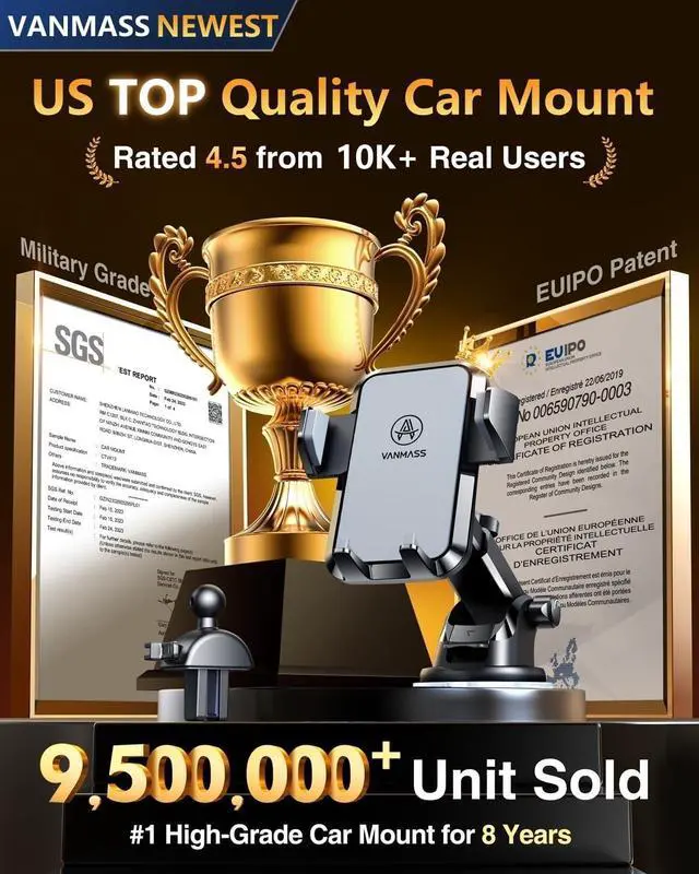 Alt view image 6 of 7 - [2024 Newest Military-Grade] Car Phone Holder Mount VANMASS [Anti-Slip Soft Silicone & Strongest Suction] Cell Phone Holder Dash Windshield Vent Stand for iPhone 15 Pro Max 14 13 12 & Android, Gray