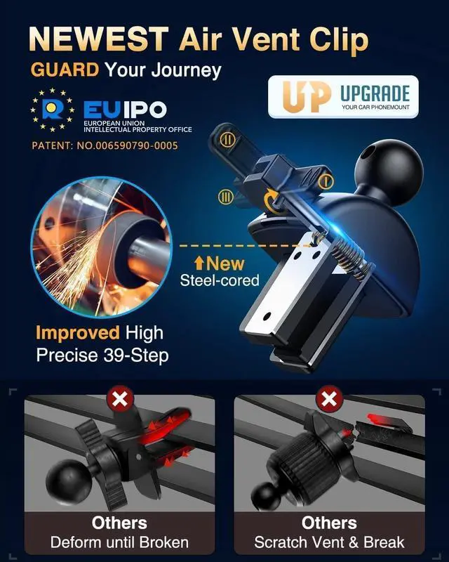 Alt view image 7 of 7 - [2024 Newest Military-Grade] Car Phone Holder Mount VANMASS [Anti-Slip Soft Silicone & Strongest Suction] Cell Phone Holder Dash Windshield Vent Stand for iPhone 15 Pro Max 14 13 12 & Android, Gray