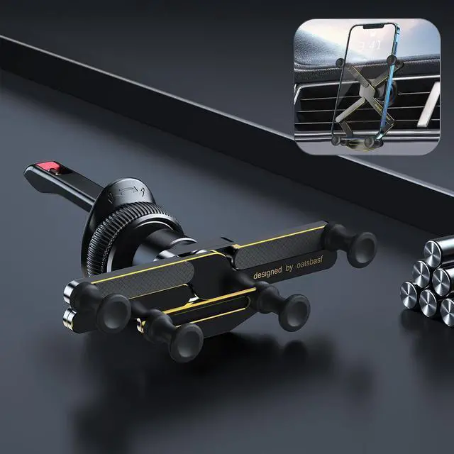 Main image of OATSBASF Car Phone Holder Mount 2023 Upgrade Gravity Car Phone Mount, Hands Free Phone Holder, Gravity Air Vent Car Mount, Suitable for Mobile Phones Under 7 inches (X03-Gold)